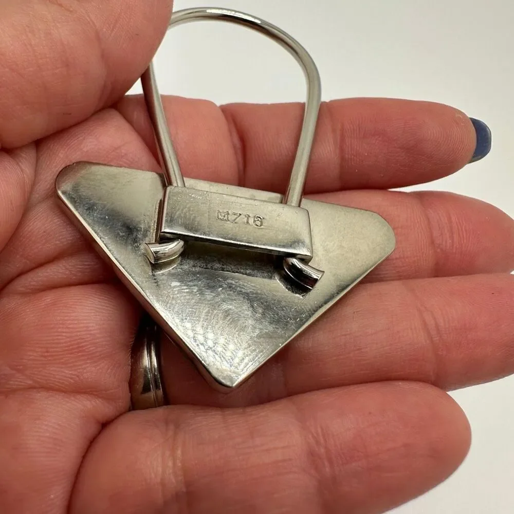 Prada Triangle Silver‎ Tone Key Ring Chain Replacement Lock Bag Charm